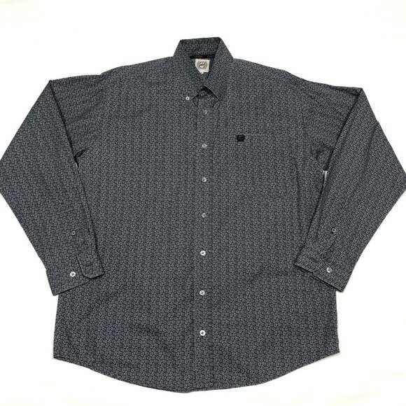 Cinch Gray Paisley Print Western Rodeo Button Down Shirt Mens X-Large* - Picture 1 of 4